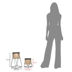 Juego de 2 soportes para jarrones estilo boho chic Osaka, Ø 21 x 40-19 x 22 cm - Hierro