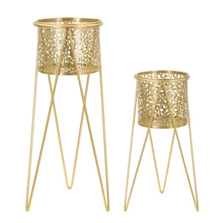 Juego de 2 soportes para jarrones Glam de 21 x 20 x 46 cm - 18 x 18 x 32 cm - Hierro