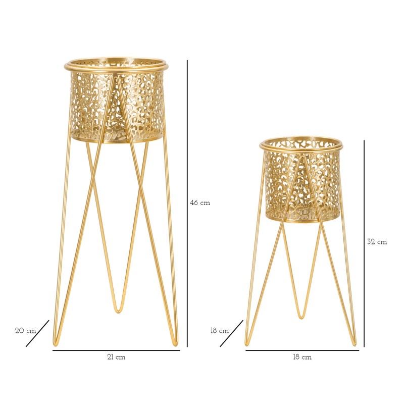 Juego de 2 soportes para jarrones Glam de 21 x 20 x 46 cm - 18 x 18 x 32 cm - Hierro