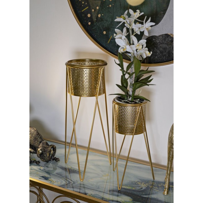 Juego de 2 soportes para jarrones GLAT Glam, 21 x 20 x 46 cm - 18 x 18 x 32 cm - Hierro