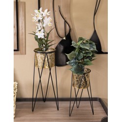 Juego de 2 soportes para jarrones DRAK Glam (21 x 20 x 46 cm - 18 x 18 x 32 cm) - Hierro