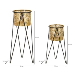 Juego de 2 soportes para jarrones DRAK Glam (21 x 20 x 46 cm - 18 x 18 x 32 cm) - Hierro