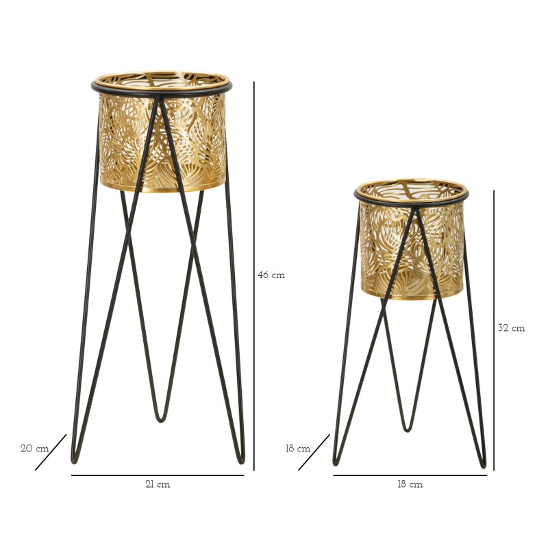 Juego de 2 soportes para jarrones DRAK Glam (21 x 20 x 46 cm - 18 x 18 x 32 cm) - Hierro