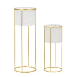 Juego de 2 elegantes soportes para jarrones blancos Ø 17 x 46-14 x 34 cm - Hierro