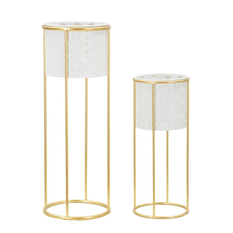 Juego de 2 elegantes soportes para jarrones blancos Ø 17 x 46-14 x 34 cm - Hierro