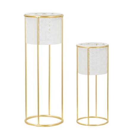 Juego de 2 elegantes soportes para jarrones blancos Ø 17 x 46-14 x 34 cm - Hierro