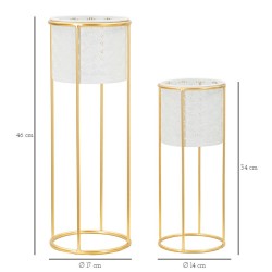Juego de 2 elegantes soportes para jarrones blancos Ø 17 x 46-14 x 34 cm - Hierro