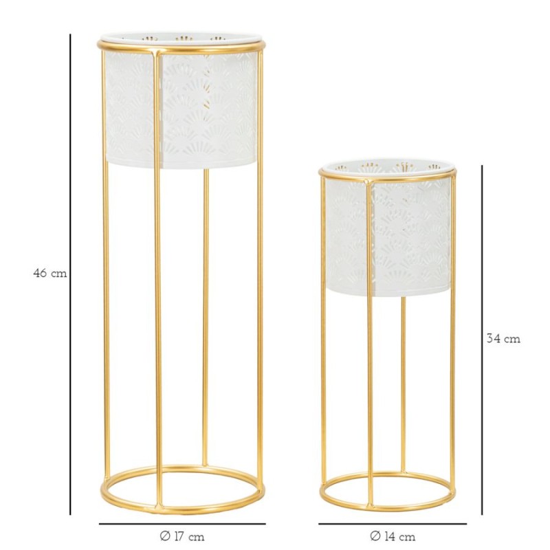 Juego de 2 elegantes soportes para jarrones blancos Ø 17 x 46-14 x 34 cm - Hierro
