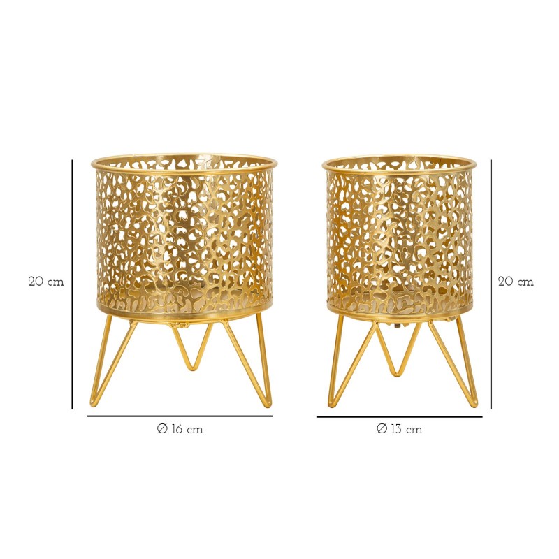 Juego de 2 soportes para jarrones PINY Glam, Ø 16x20-13x20 cm - Hierro