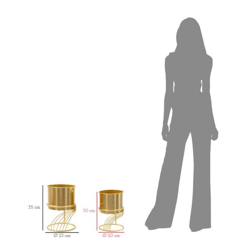 Juego de 2 soportes para jarrones Glam Spiral, Ø 23 x 35-20 x 30 cm - Hierro