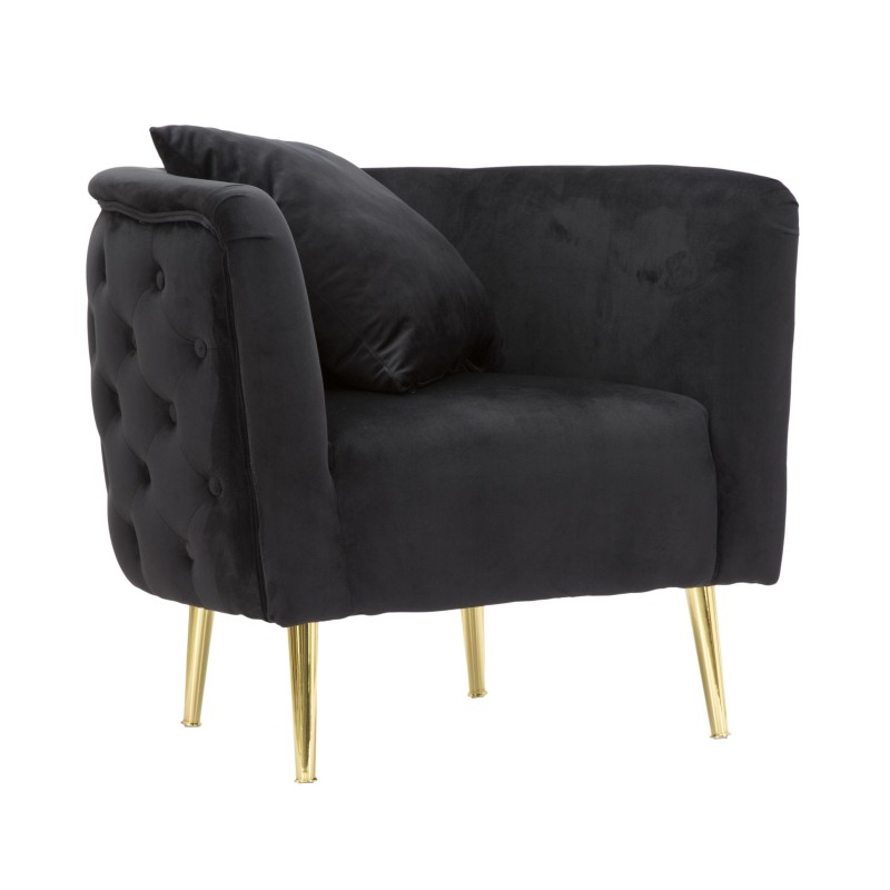 Sillón negro Bucarest: elegancia oscura con un encanto atemporal (76×74×71 cm)