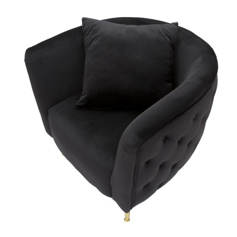 Sillón negro Bucarest: elegancia oscura con un encanto atemporal (76×74×71 cm)