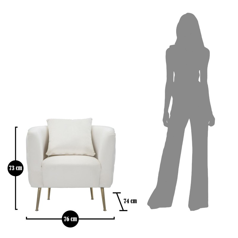 Sillón Bucarest color crema: suavidad luminosa y refinamiento supremo (76×74×73 cm)