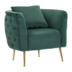 Sillón verde Bucarest: sofisticada brillantez en verde intenso. (76×74×73 cm)