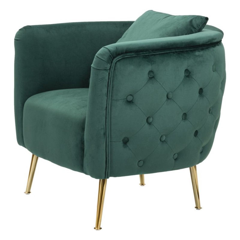 Sillón verde Bucarest: sofisticada brillantez en verde intenso. (76×74×73 cm)