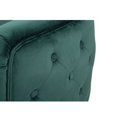 Sillón verde Bucarest: sofisticada brillantez en verde intenso. (76×74×73 cm)