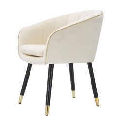Sillón Paris color crema/dorado: Elegancia parisina realzada con detalles dorados. (62×58×78 cm)