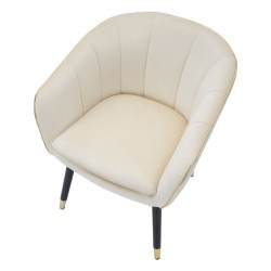 Sillón Paris color crema/dorado: Elegancia parisina realzada con detalles dorados. (62×58×78 cm)