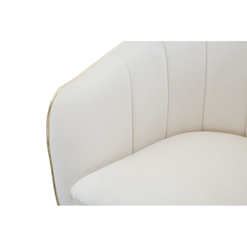 Sillón Paris color crema/dorado: Elegancia parisina realzada con detalles dorados. (62×58×78 cm)