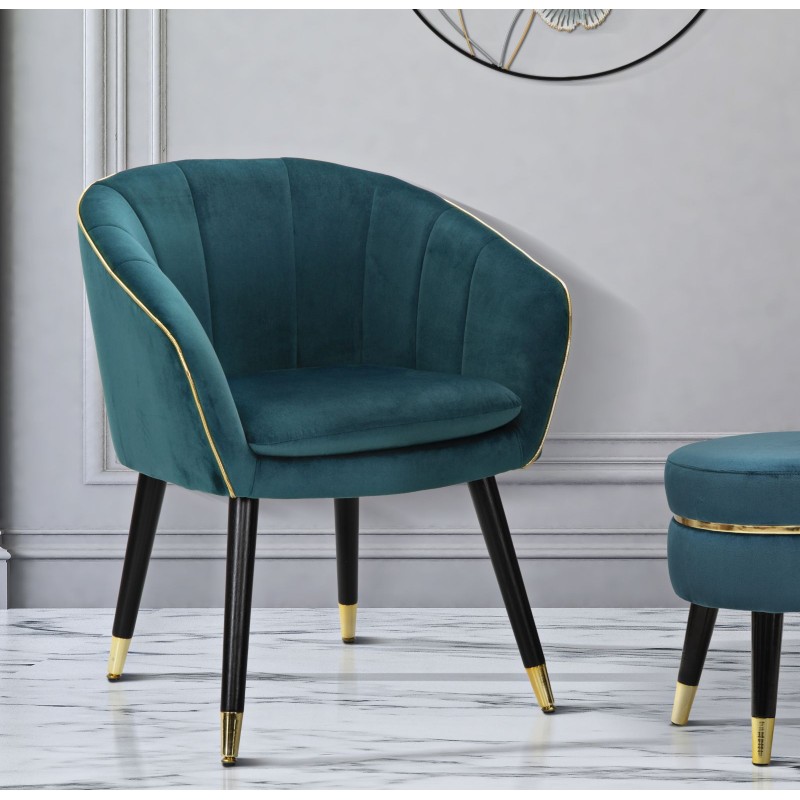 Sillón París Azul/Oro – Un toque regio de azul celeste y oro (62×58×78 cm)