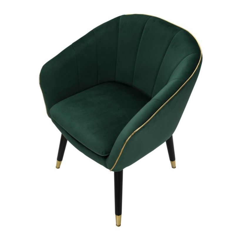 Sillón París verde/dorado – Refinamiento esmeralda con reflejos dorados (62×58×78 cm)