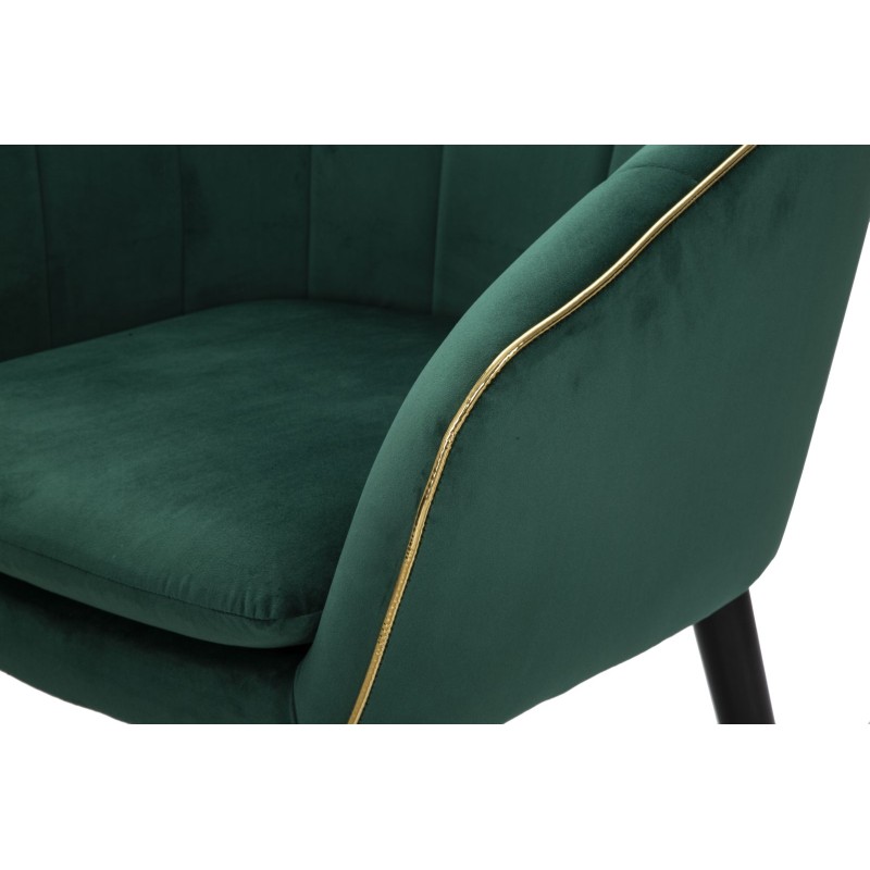 Sillón París verde/dorado – Refinamiento esmeralda con reflejos dorados (62×58×78 cm)