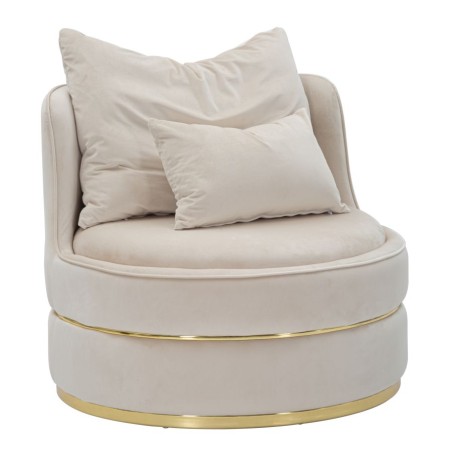 Sillón Paris Space color crema/dorado: curvas generosas para un aura dorada. (Ø 84×72 cm)