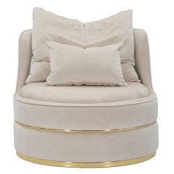 Sillón Paris Space color crema/dorado: curvas generosas para un aura dorada. (Ø 84×72 cm)