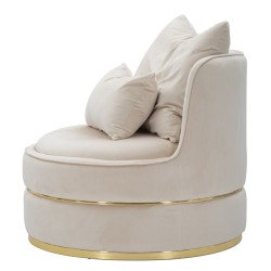 Sillón Paris Space color crema/dorado: curvas generosas para un aura dorada. (Ø 84×72 cm)