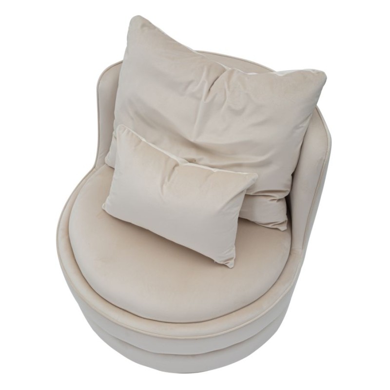 Sillón Paris Space color crema/dorado: curvas generosas para un aura dorada. (Ø 84×72 cm)