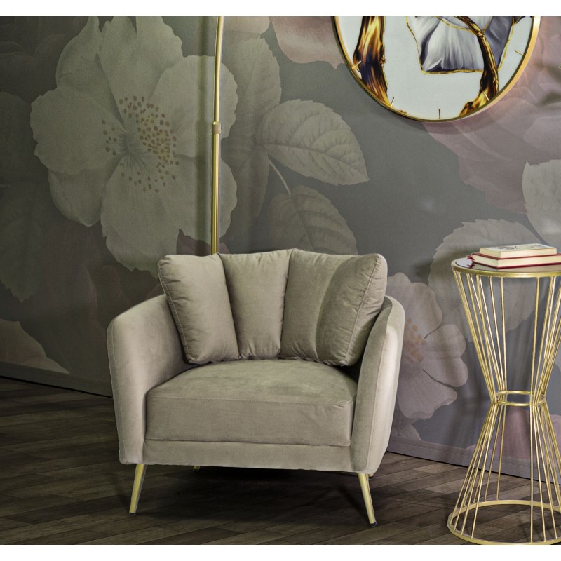 Sillón gris Kyiv – Modernidad suave con encanto neutro (88×77×74 cm)