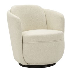 Sillón giratorio Torino color crema: minimalismo elegante y suavidad cremosa (70×72×75 cm – altura del asiento 44,5 cm)
