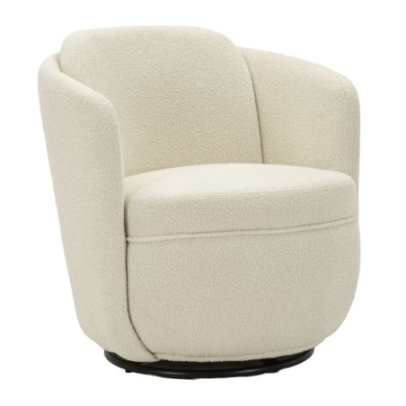 Sillón giratorio Torino color crema: minimalismo elegante y suavidad cremosa (70×72×75 cm – altura del asiento 44,5 cm)