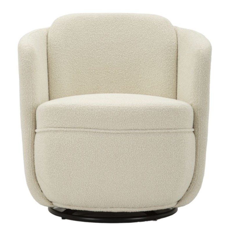Sillón giratorio Torino color crema: minimalismo elegante y suavidad cremosa (70×72×75 cm – altura del asiento 44,5 cm)