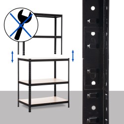 Estantería con banco de trabajo 2+3, negra