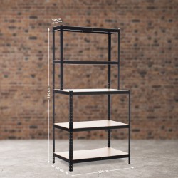 Estantería con banco de trabajo 2+3, negra