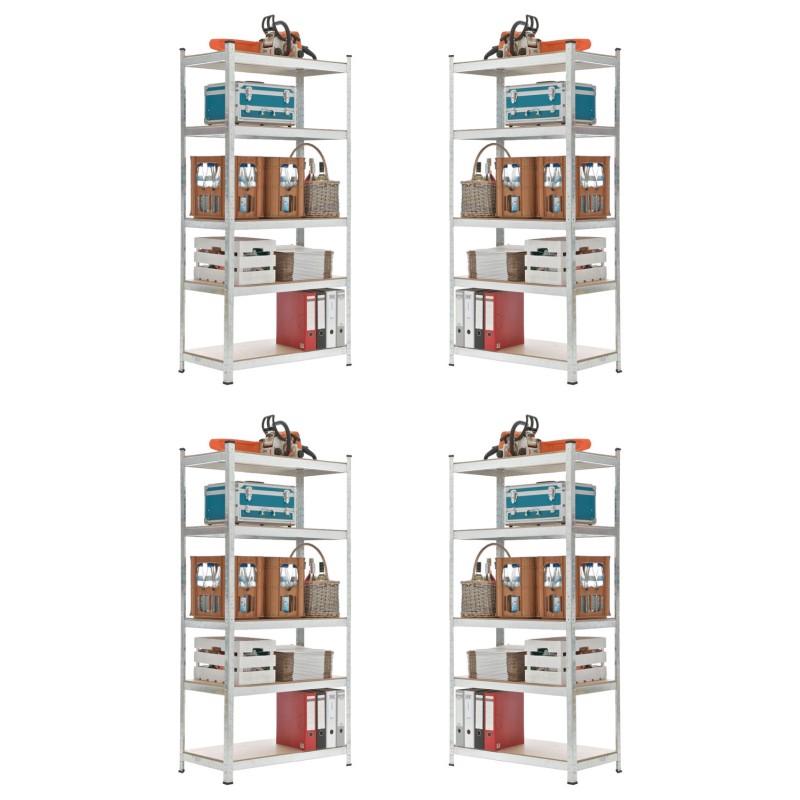 4 estantes enchufables 90x40x180 plateados