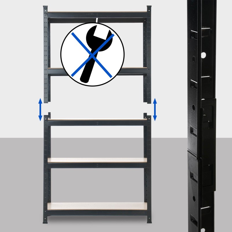 Estantería negra de almacenaje de 90 x 40 x 180 cm