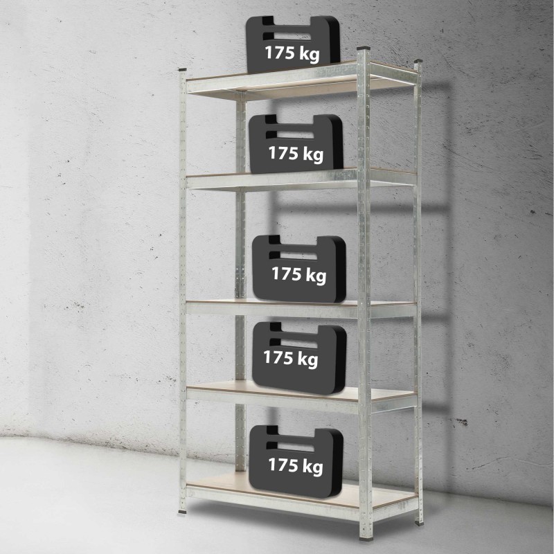 Estantería plateada, 90 x 40 x 180 cm