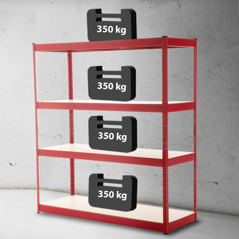 Estantería de almacenaje roja de 160x60x180 cm