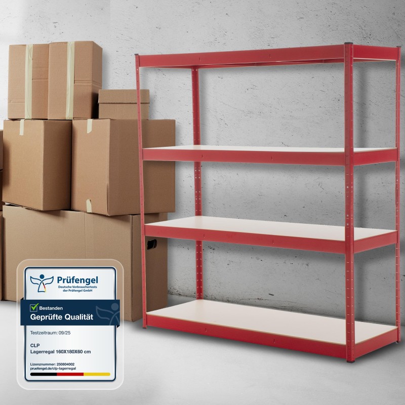 Estantería de almacenaje roja de 160x60x180 cm