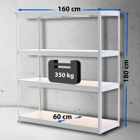 Estantería blanca, 160x60x180 cm