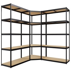 Sistema de estanterías de 3 partes, negro