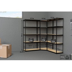 Sistema de estanterías de 3 partes, negro