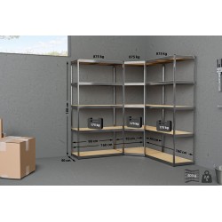 Sistema de estanterías de 3 partes, plateado