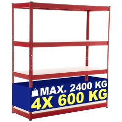 Estantería resistente de 160 x 60 x 180 cm, roja