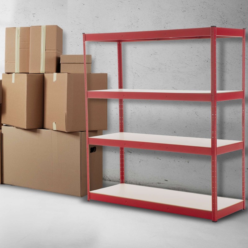 Estantería resistente de 160 x 60 x 180 cm, roja