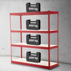 Estantería resistente de 160 x 60 x 180 cm, roja