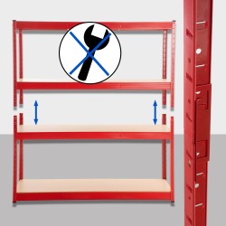 Estantería resistente de 160 x 60 x 180 cm, roja