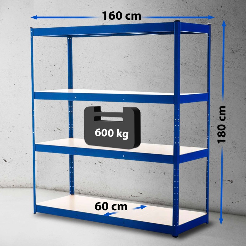 Estantería azul resistente de 160 x 60 x 180 cm